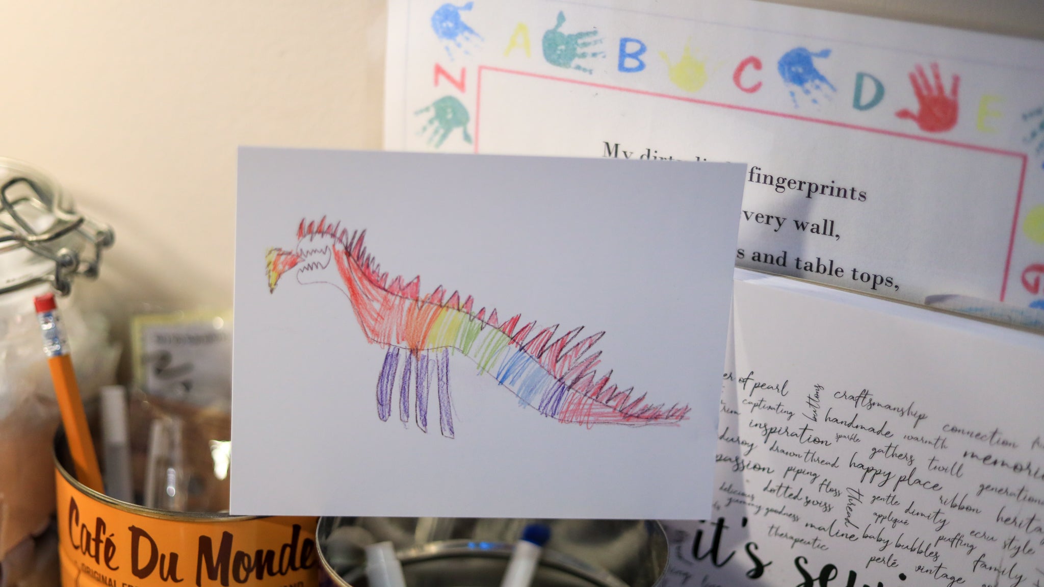 rainbow fire dinosaur drawing stationery