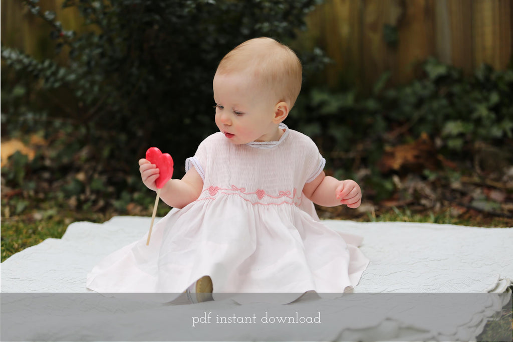 pdf valentine's day picture-smocked hearts with bows freeshipping - Sarah Classic Sewing