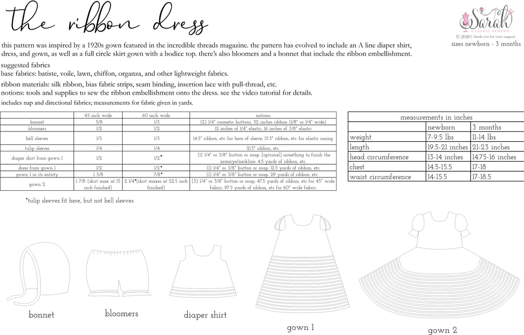 the ribbon dress tissue pattern freeshipping - Sarah Classic Sewing