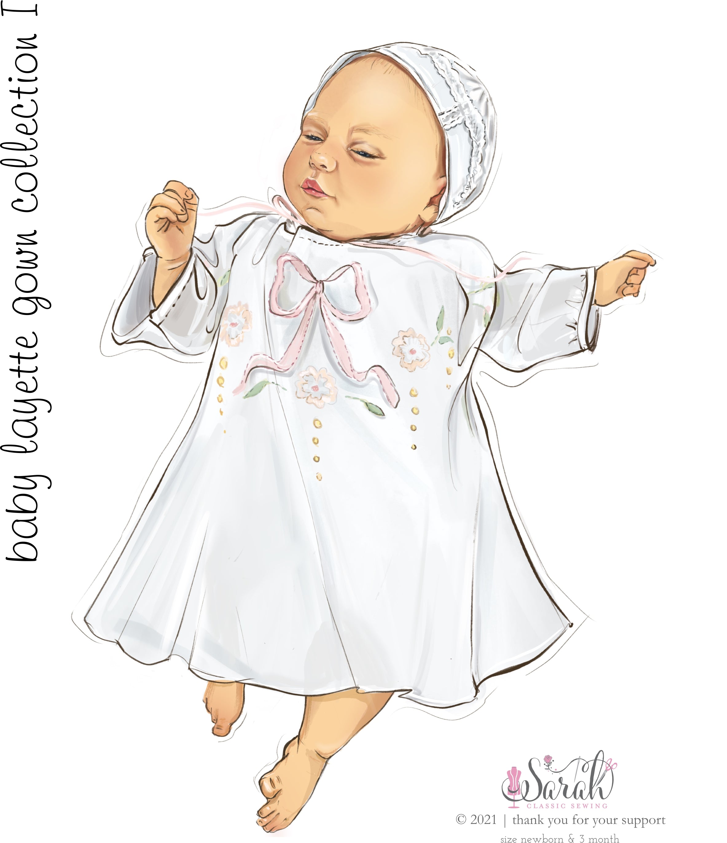 the baby gown layette collection I tissue pattern – Sarah Classic